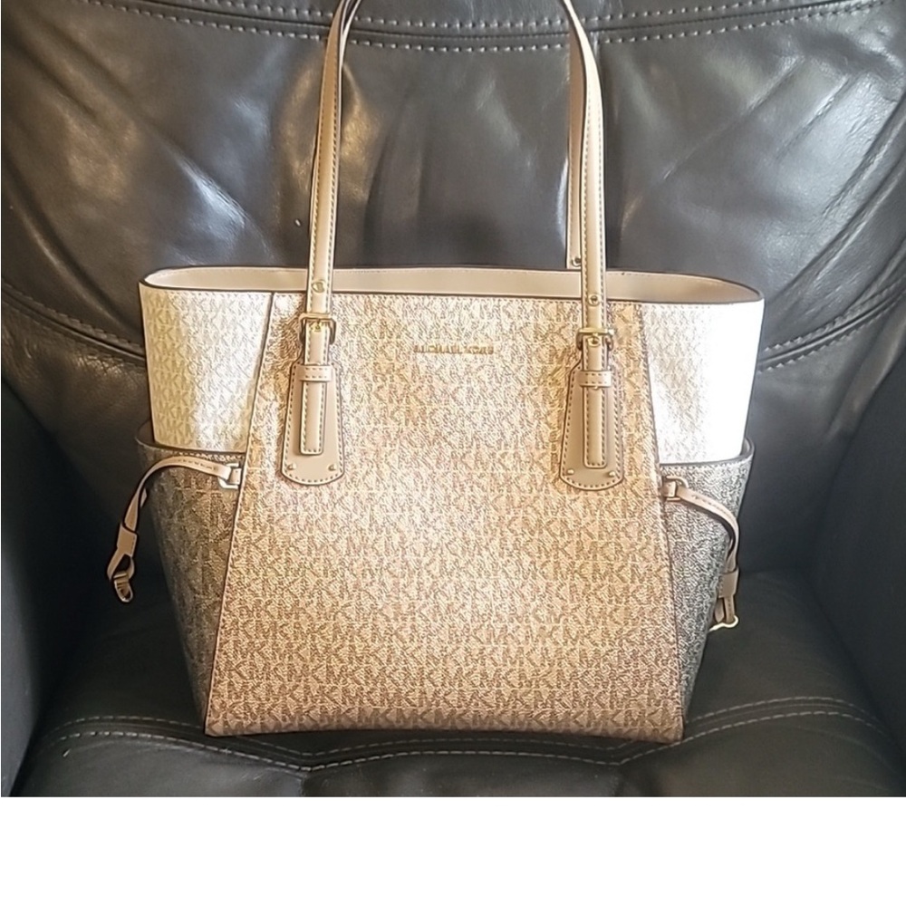 Michael Kors Gold and Cream Tote Bag